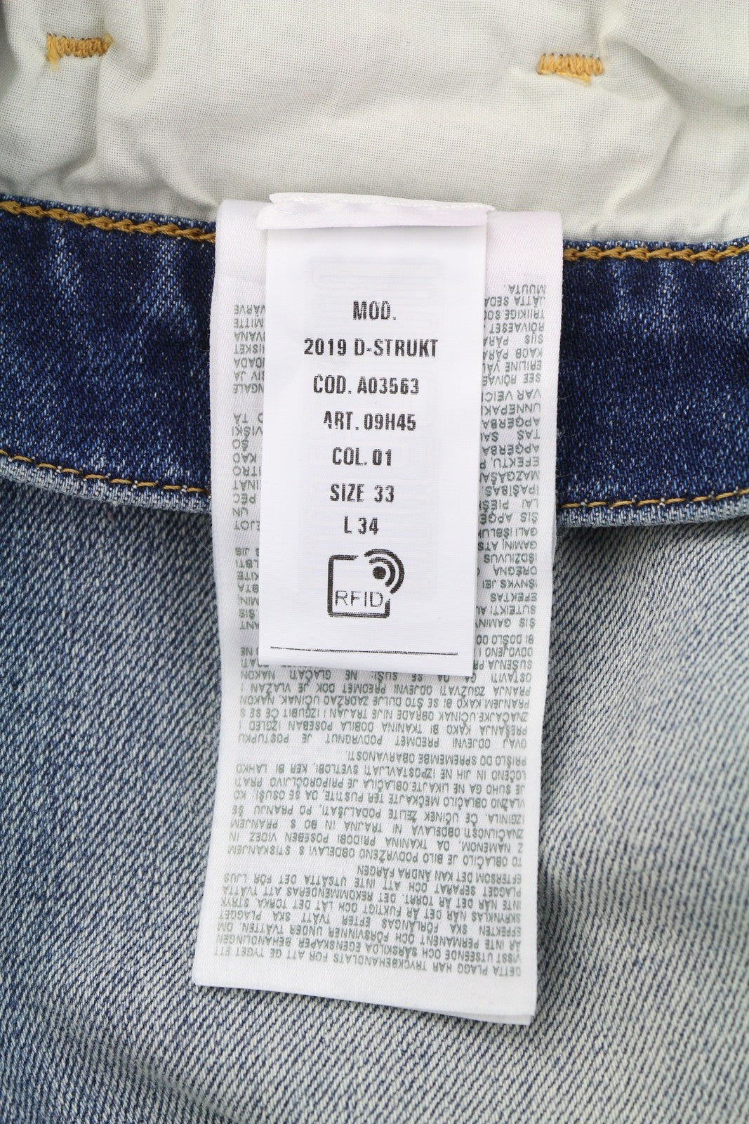 DIESEL 2019 D-Strukt 09H45 Men W33/L34 Slim Faded Blue Denim Distressed RRP250