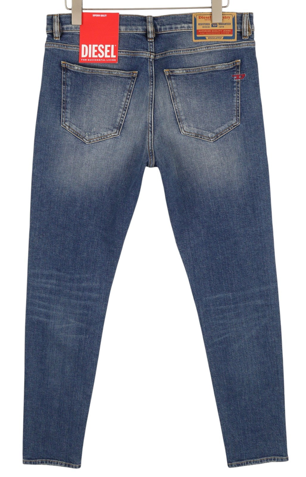 DIESEL 2019 D-Strukt 09H45 Men W33/L34 Slim Faded Blue Denim Distressed RRP250