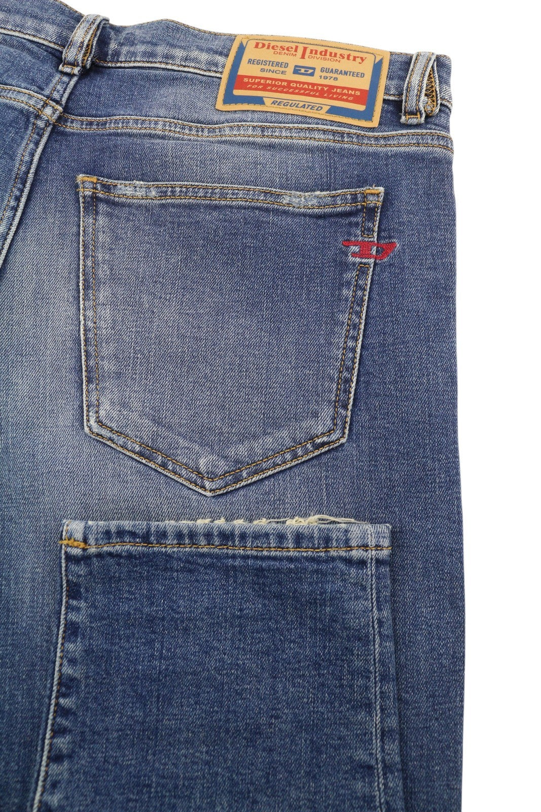 DIESEL 2019 D-Strukt 09H45 Men W33/L34 Slim Faded Blue Denim Distressed RRP250