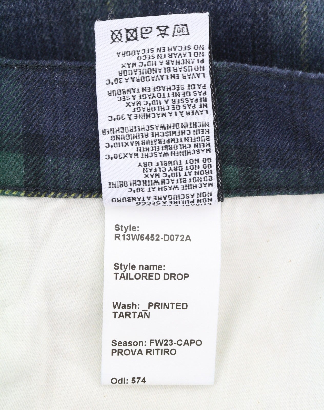 R13 Tailored Drop Women Jeans 27 Printed Tartan Plaid Faded Cropped Ankle Blue