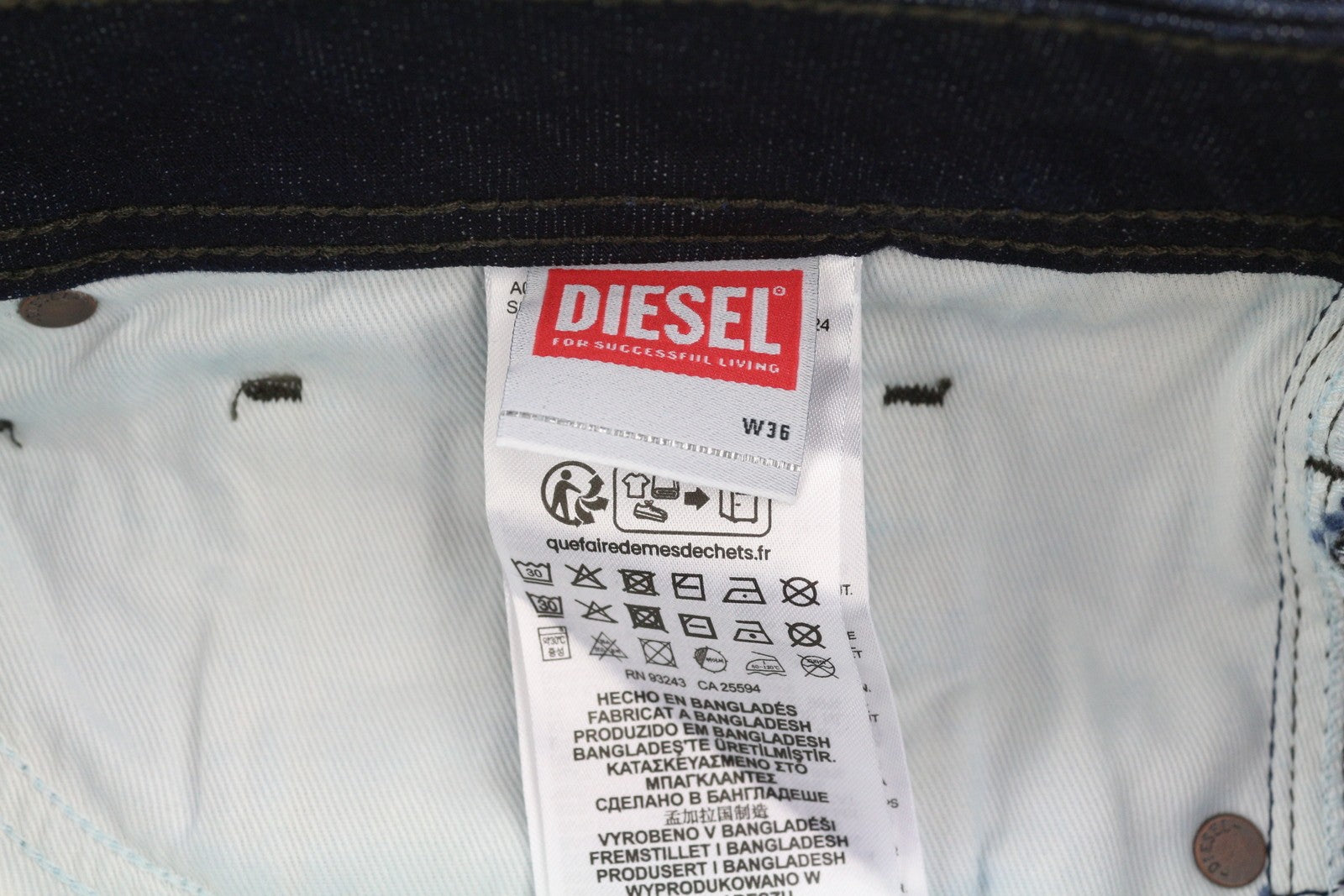 DIESEL Zatiny RB060 Men's W36/L32 Bootcut Dark Blue Denim Button Fly