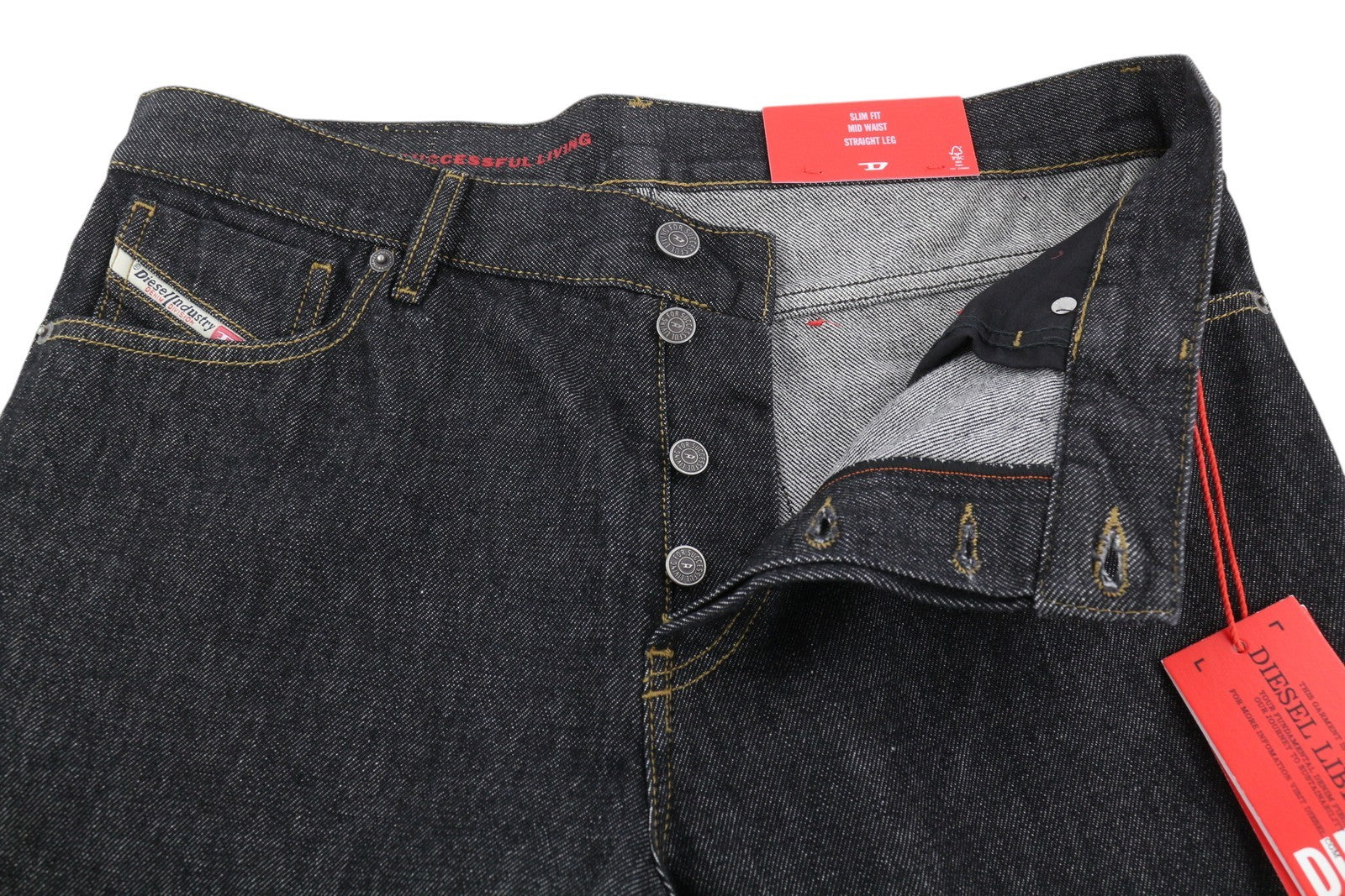 DIESEL 1995 Z9C34 Men's W34/L30 Slim Straight Dark Buttoned Denim RRP185