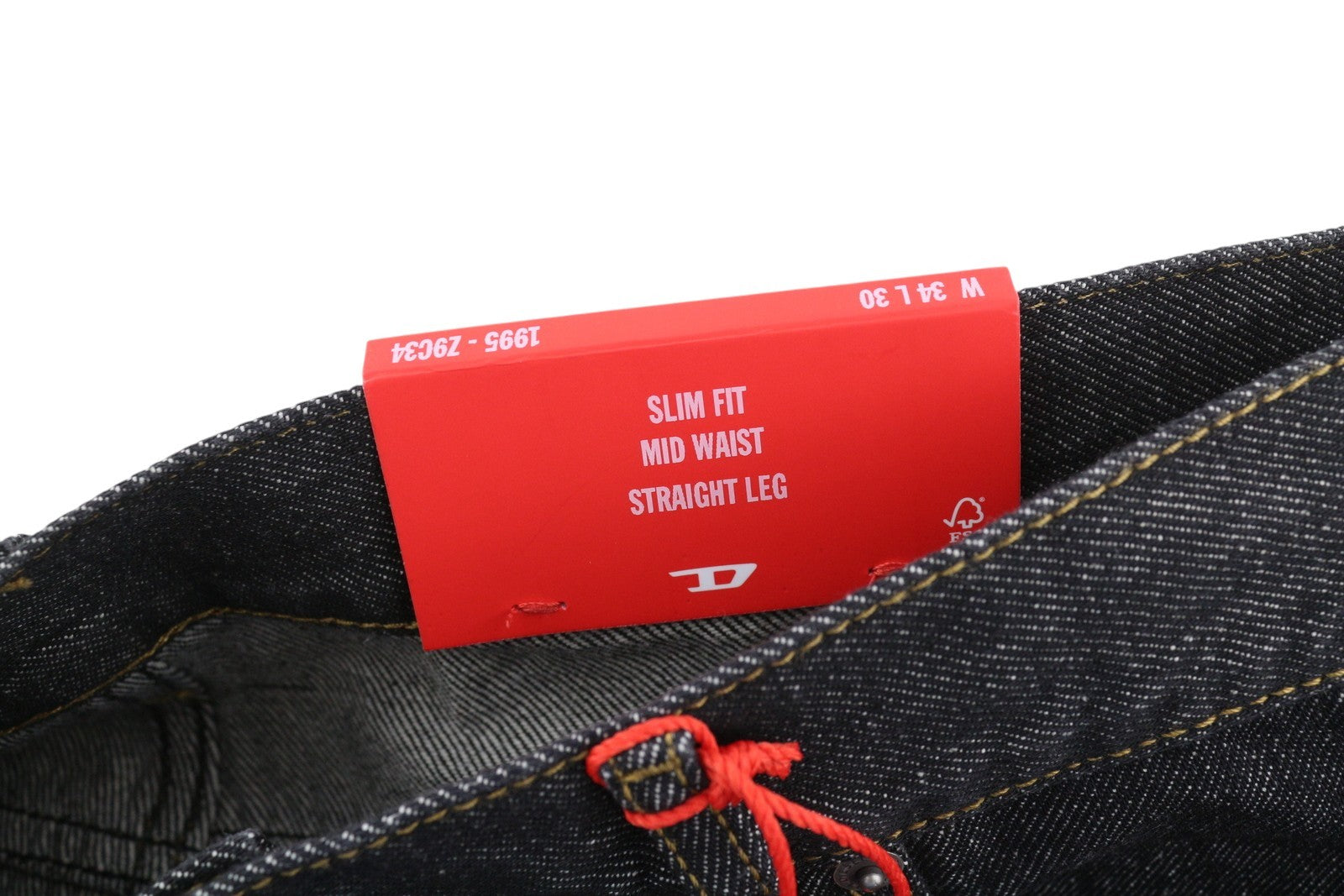 DIESEL 1995 Z9C34 Men's W34/L30 Slim Straight Dark Buttoned Denim RRP185