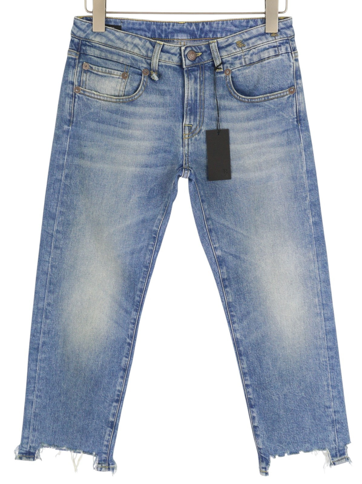 R13 Boy Women's 27 Jeans Blue Jasper Straight Stretch Washed Distressed