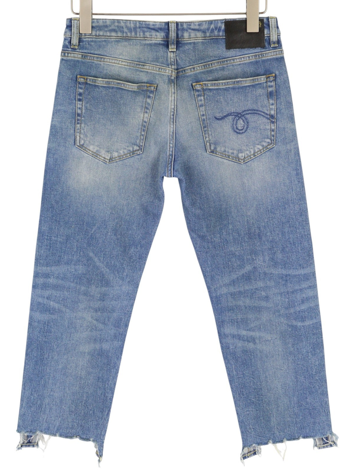 R13 Boy Women's 27 Jeans Blue Jasper Straight Stretch Washed Distressed