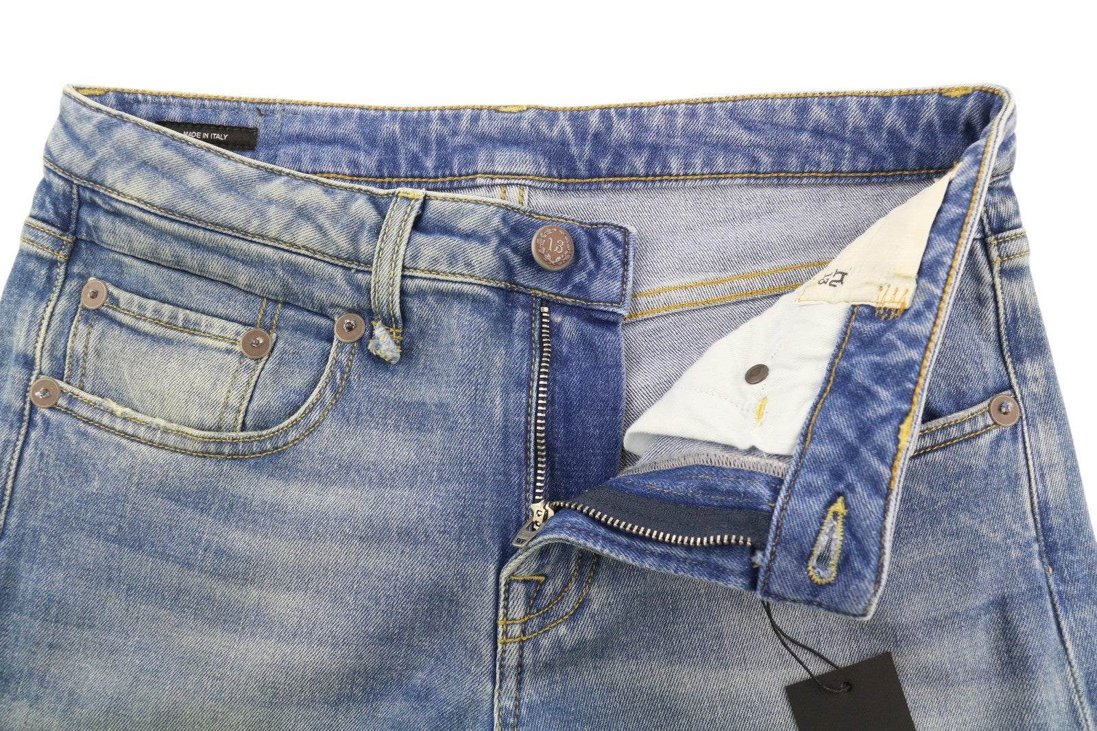 R13 Boy Women's 27 Jeans Blue Jasper Straight Stretch Washed Distressed