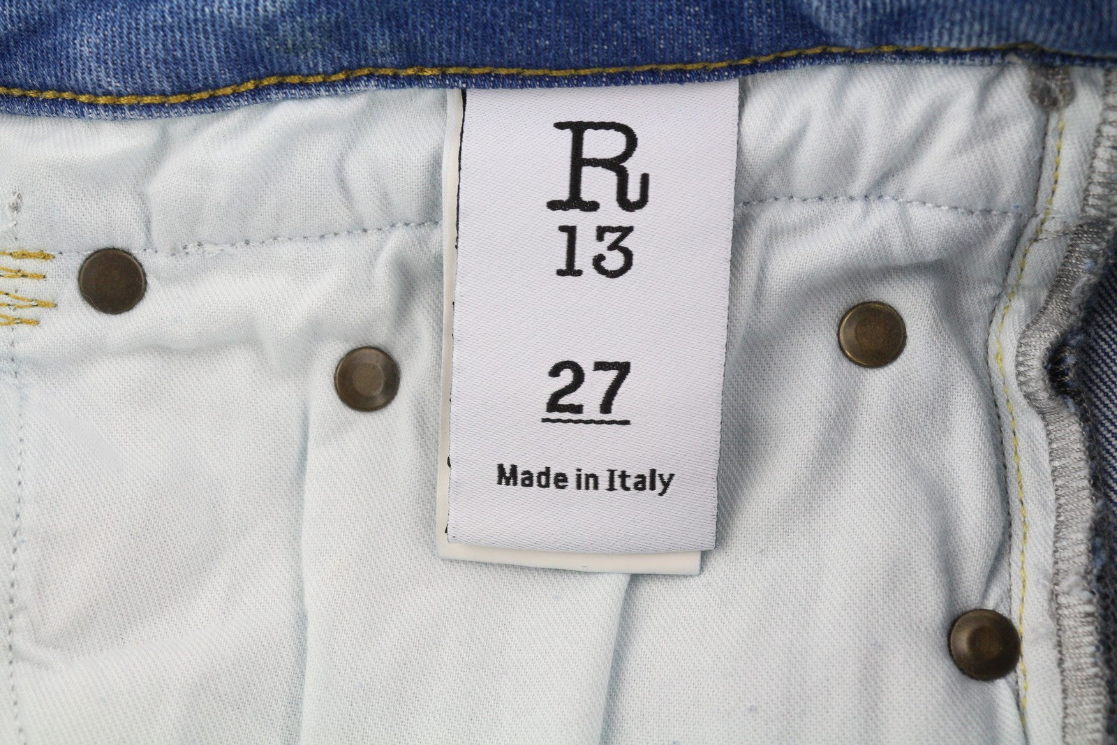 R13 Boy Women's 27 Jeans Blue Jasper Straight Stretch Washed Distressed