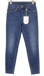 LIU JO Divine Women's W28 Skinny Blue Washed Denim Rhinestone Embellish