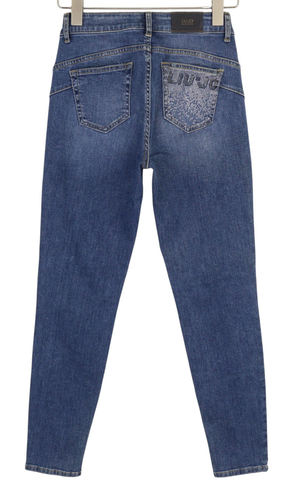 LIU JO Divine Women's W28 Skinny Blue Washed Denim Rhinestone Embellish