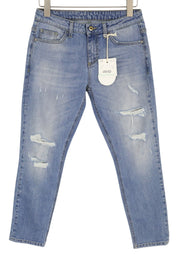 LIU JO Relaxed Women's W28 Slim Washed Blue Ripped Denim Logo Detail