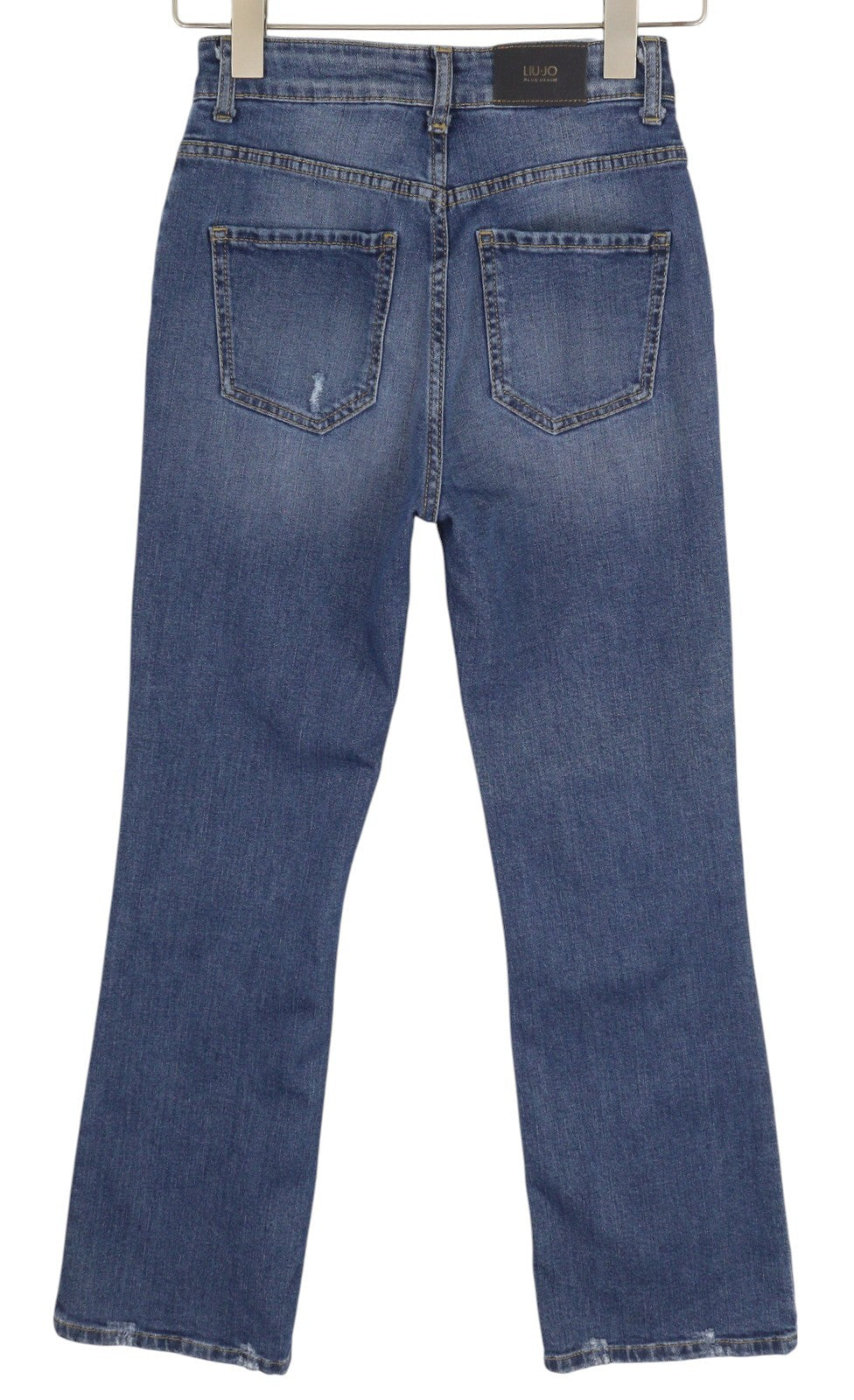 LIU JO Microflair Women's W28 Blue Ripped Distress Bootcut Denim Zip