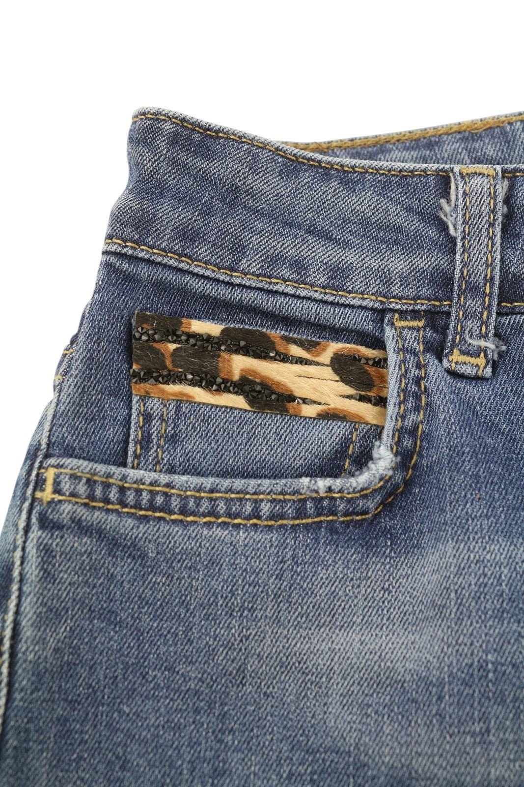 LIU JO Microflair Women's W28 Blue Ripped Distress Bootcut Denim Zip