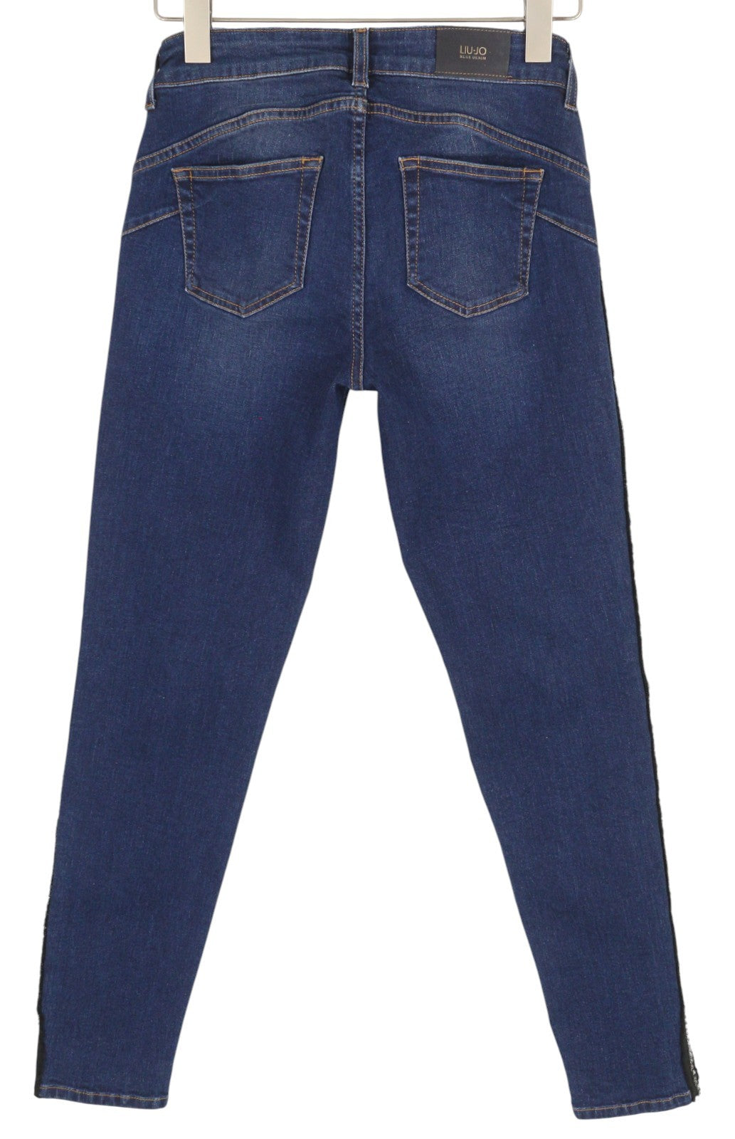 LIU JO Fabulous Women's W28 Skinny Blue Washed Denim Rhinestone Finish