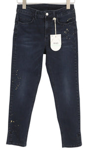 LIU JO New Classy Women's W28 Slim Blue Washed Denim Painted Ankle Cut