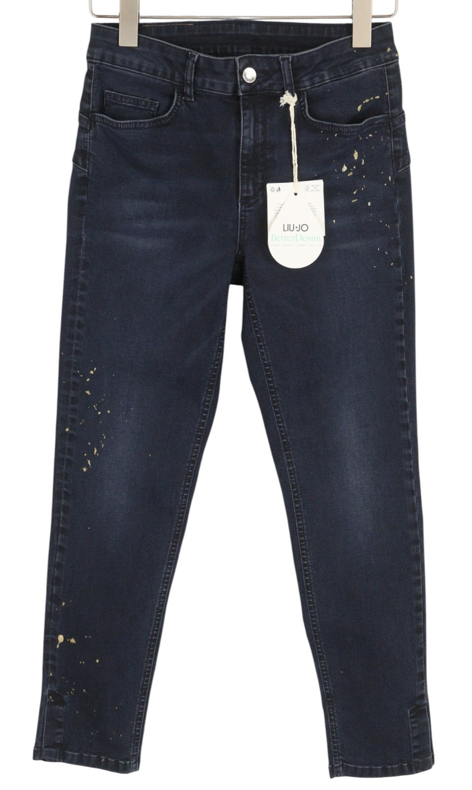 LIU JO New Classy Women's W28 Slim Blue Washed Denim Painted Ankle Cut