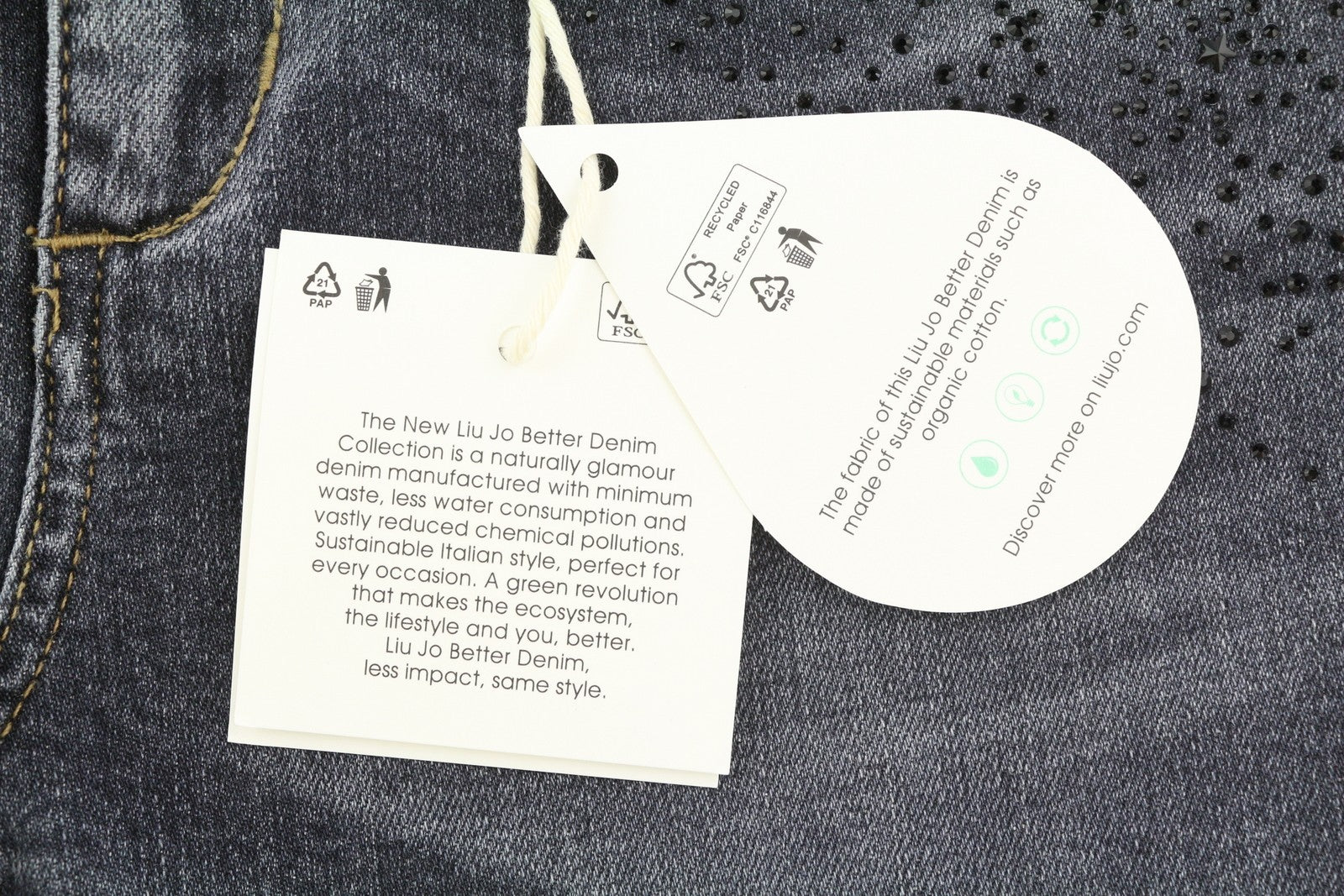 LIU JO Divine Women's W28 Skinny Grey Washed Denim Bead Detail Zip