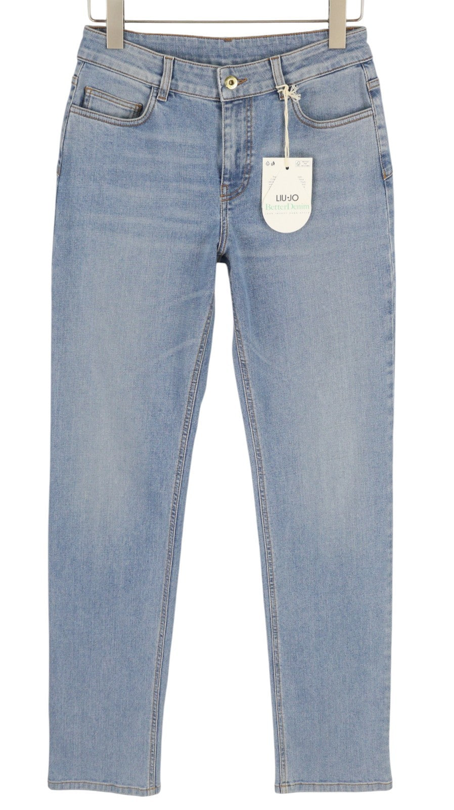 LIU JO Slim Gamba Dritta Women's 40 Blue Washed Denim Zip Fly Casual