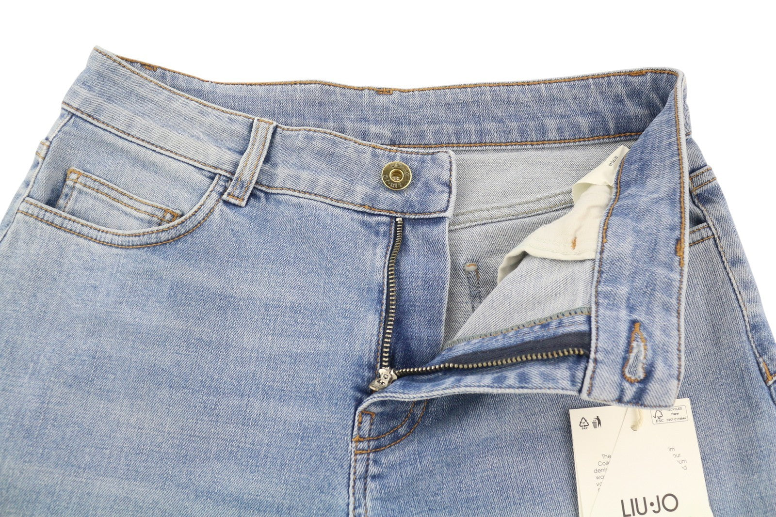 LIU JO Slim Gamba Dritta Women's 40 Blue Washed Denim Zip Fly Casual