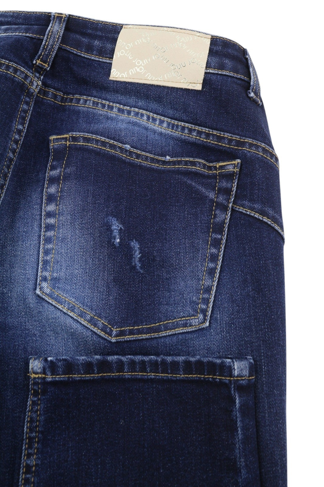 LIU JO Cute Women's W28 Skinny Ripped Washed Blue Denim Button Finish