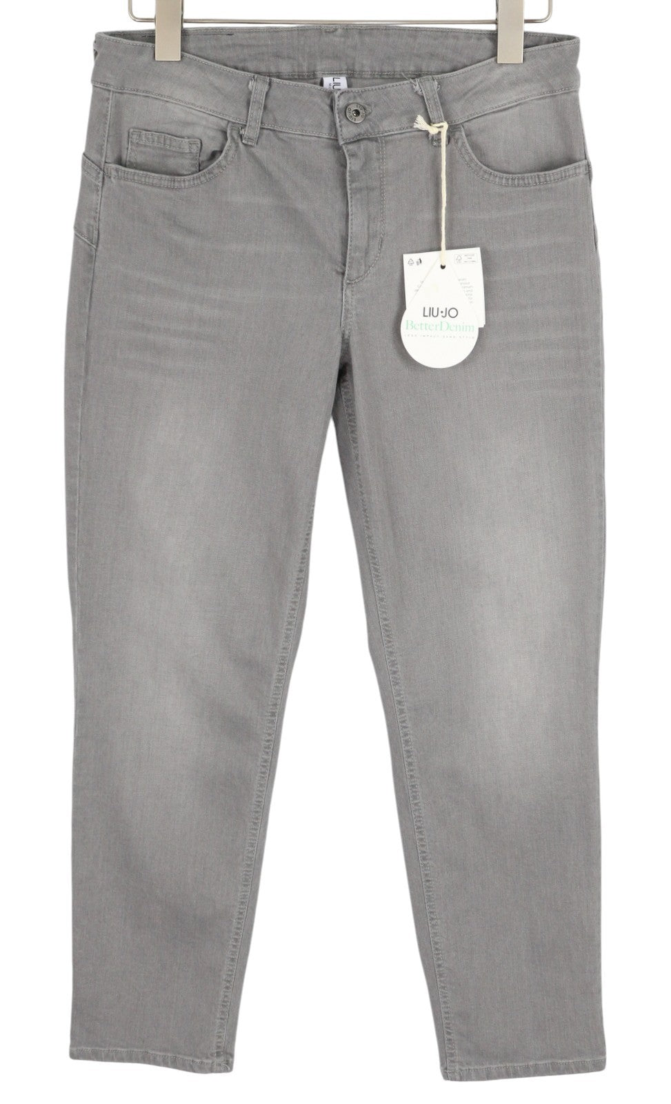 LIU JO Women's W32 Grey Washed Denim Slim Fit Zip Fly Ankle Length