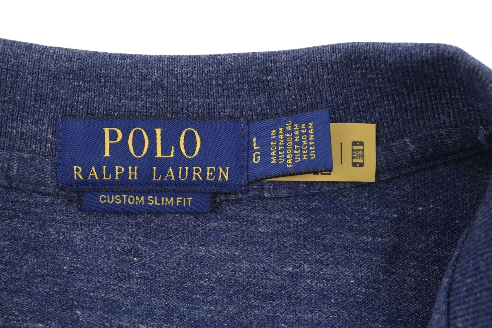RALPH LAUREN Custom Slim Fit Men Polos L Melange Embroidered Logo Short Sleeve