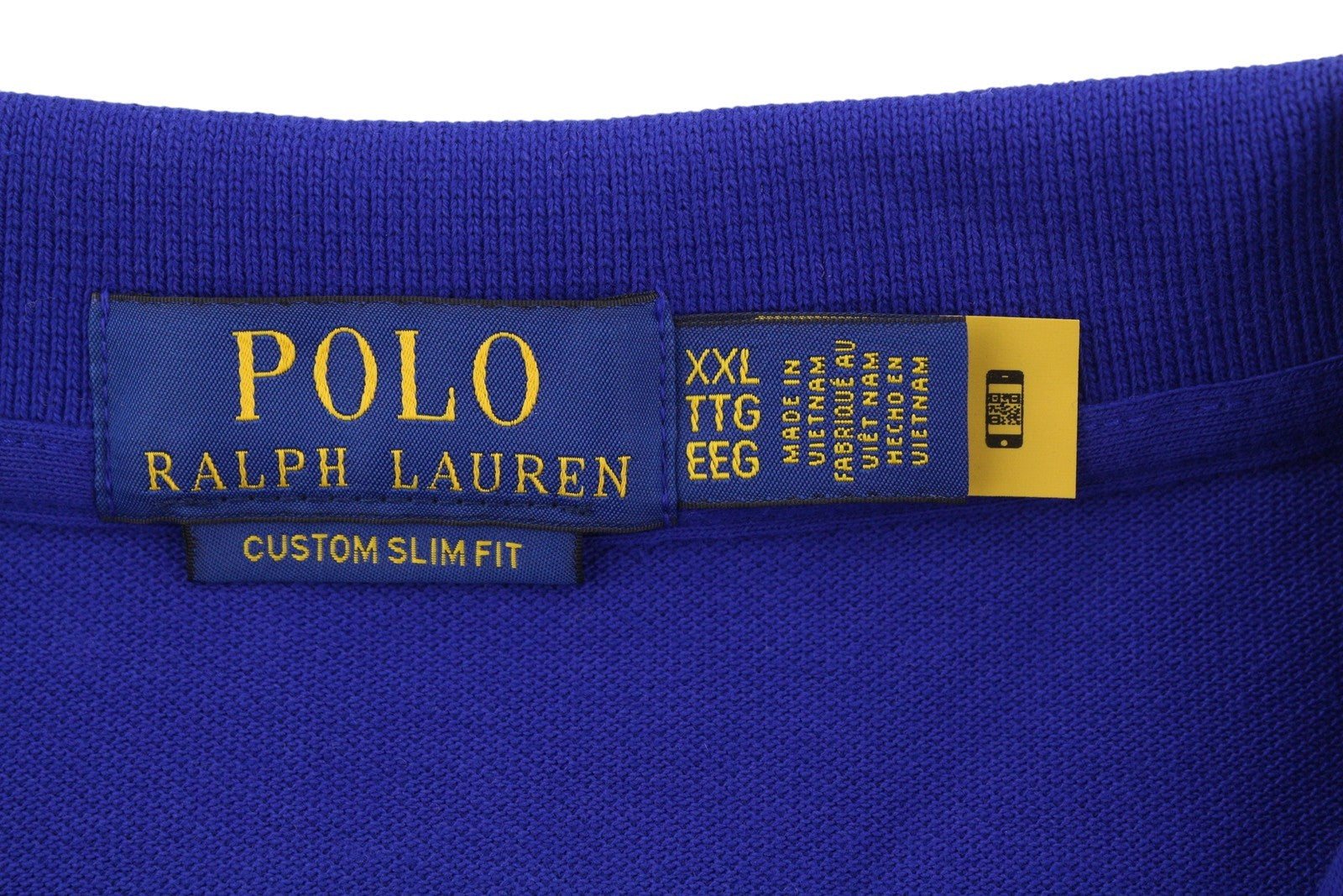 RALPH LAUREN Custom Slim Fit Men Polos 2XL Mid Blue Front Logo Short Sleeved
