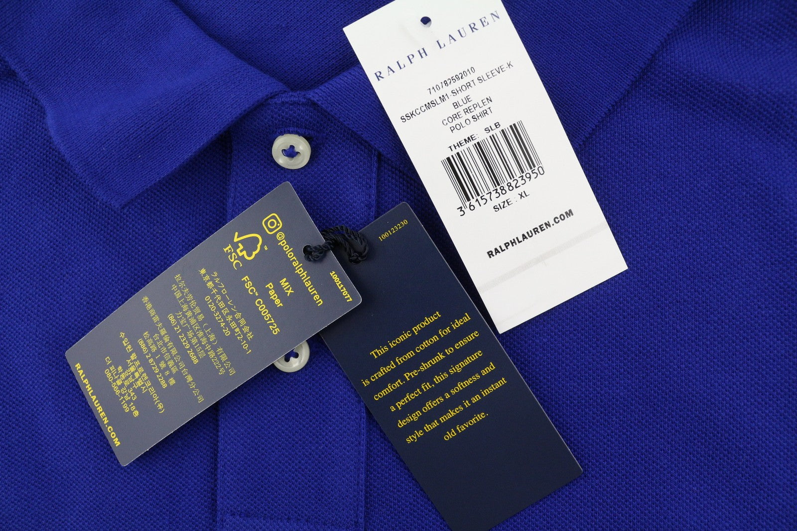 RALPH LAUREN Custom Slim Fit Men Polos XL Mid Blue Embroidered Logo Short Sleeve