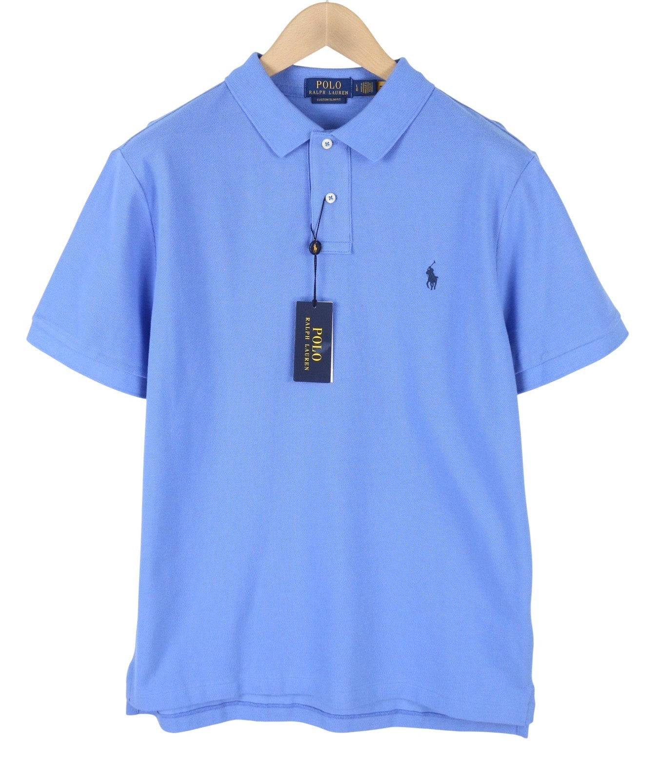 RALPH LAUREN Custom Slim Fit Men Polos 2XL Blue Embroidered Logo Short Sleeve