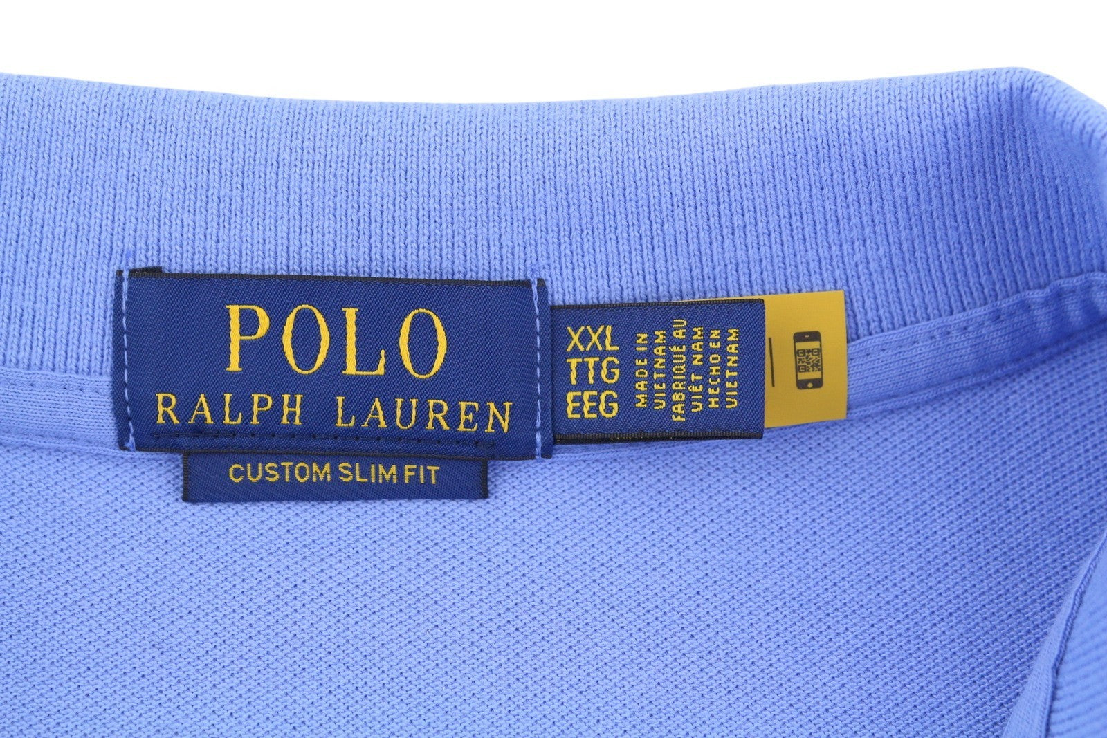 RALPH LAUREN Custom Slim Fit Men Polos 2XL Blue Embroidered Logo Short Sleeve