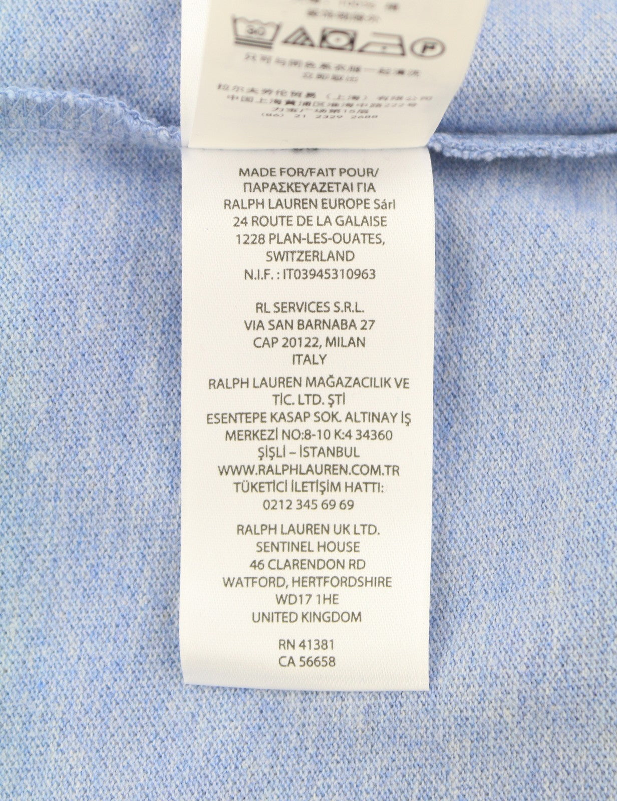 RALPH LAUREN Custom Slim Fit Men Polos M Blue Melange Embroidered Short Sleeve