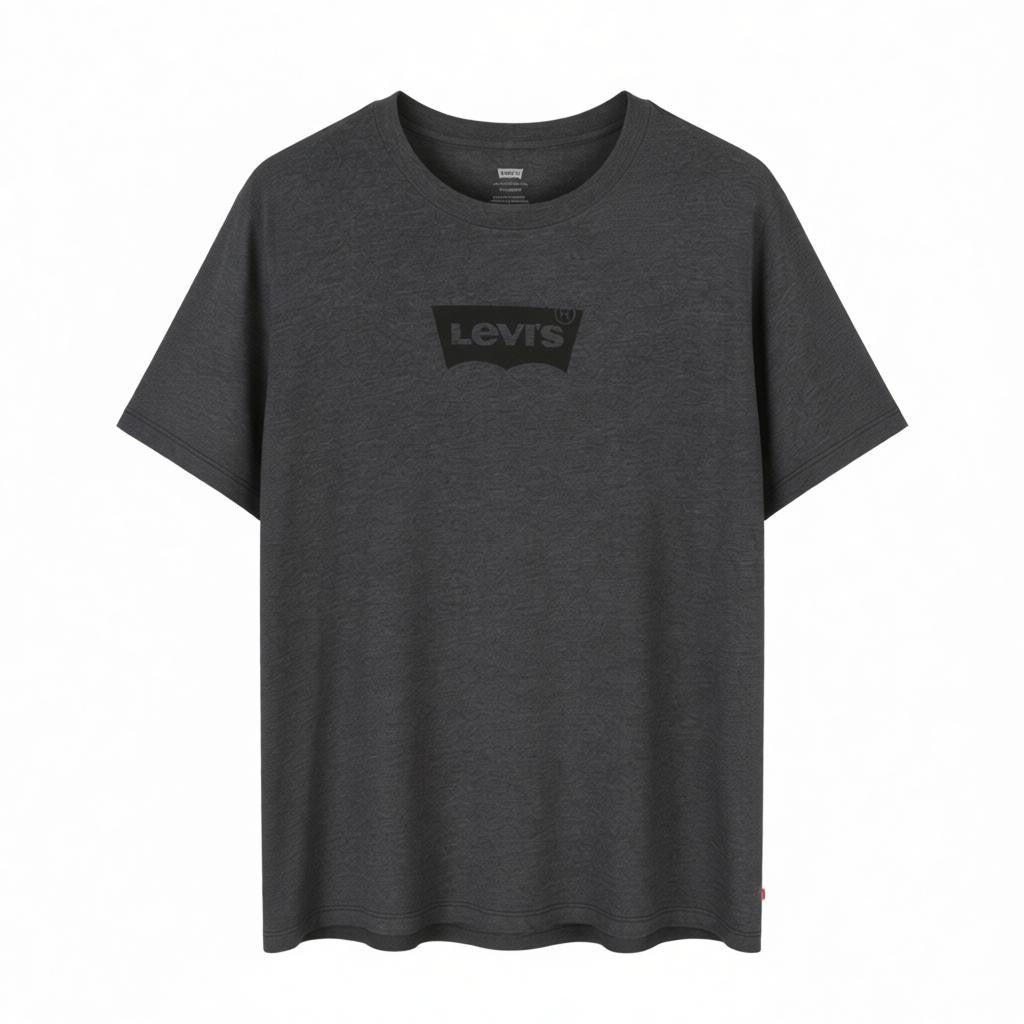 LEVI'S Standard Men T-Shirt L Dark Grey Melange Tricot Crew Neck Short Sleeve
