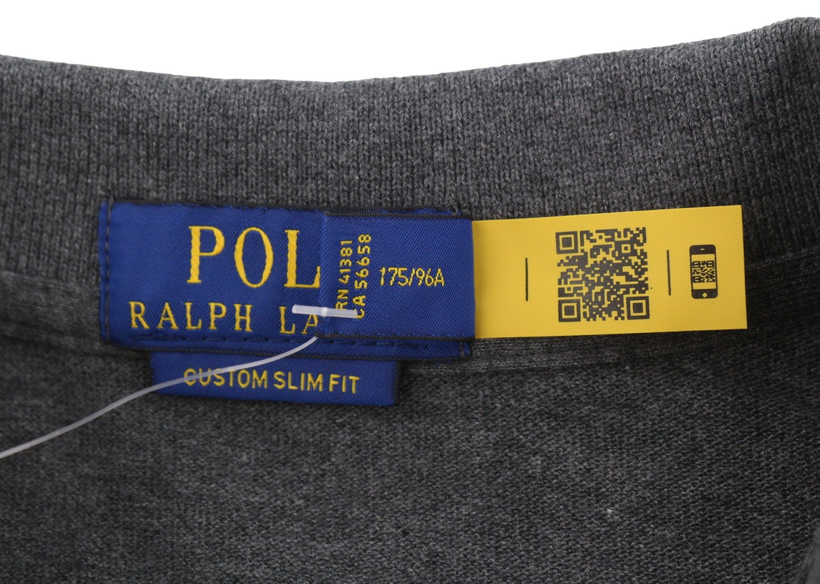RALPH LAUREN Custom Slim Fit Men Polos M Dark Grey Melange Cotton Short Sleeve