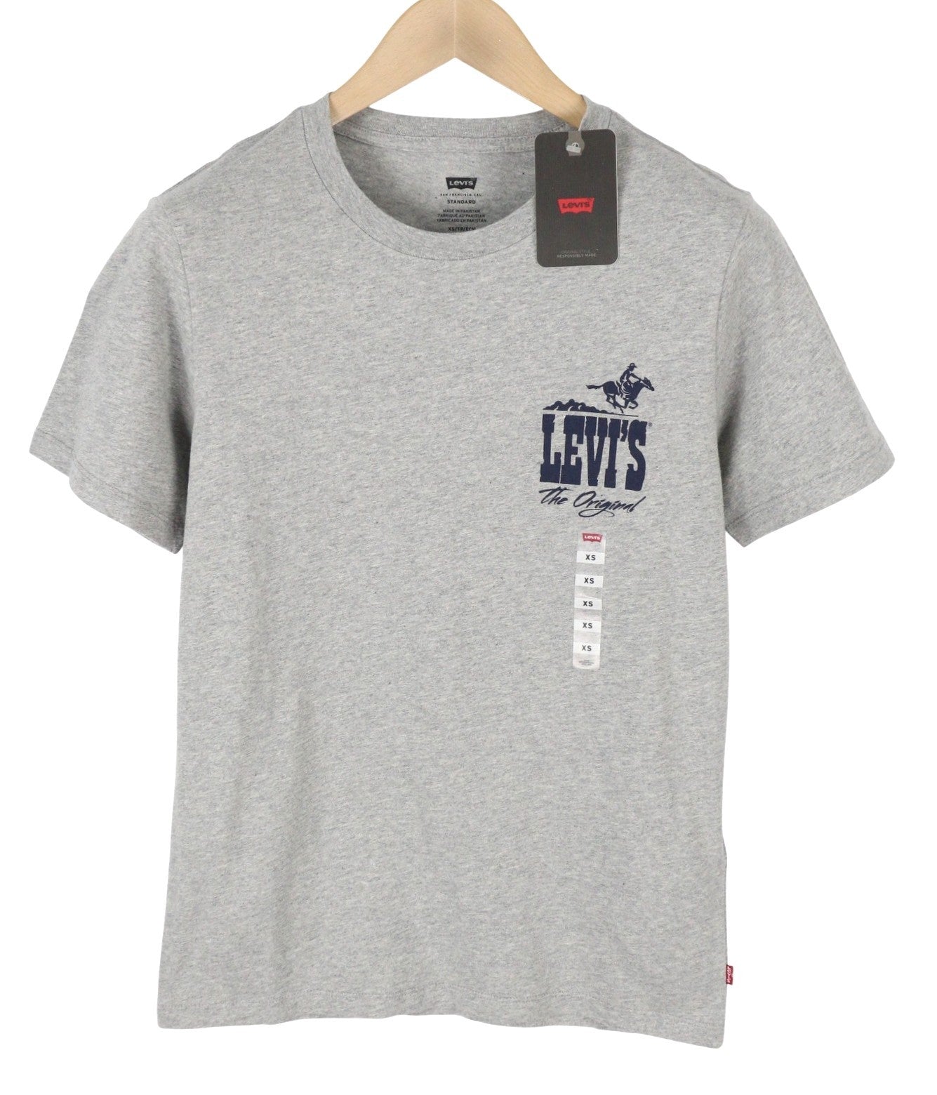 LEVI'S Standard Men T-Shirt XS Grey Melange Tricot Crew Neck Short Sleeve