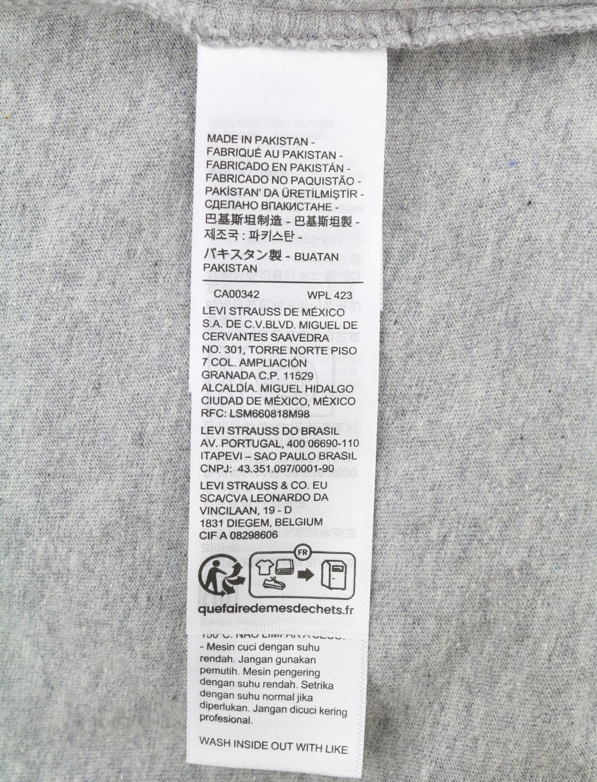 LEVI'S Standard Men T-Shirt XS Grey Melange Tricot Crew Neck Short Sleeve