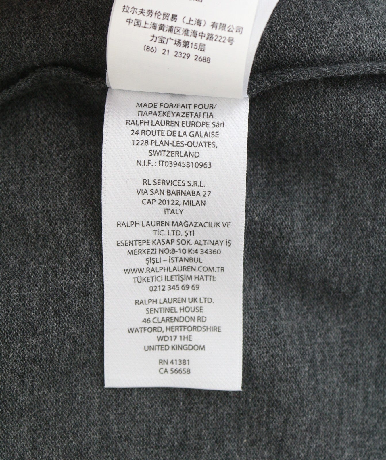 RALPH LAUREN Slim Fit Men Polos XL Dark Grey Melange Cotton Logo Short Sleeve