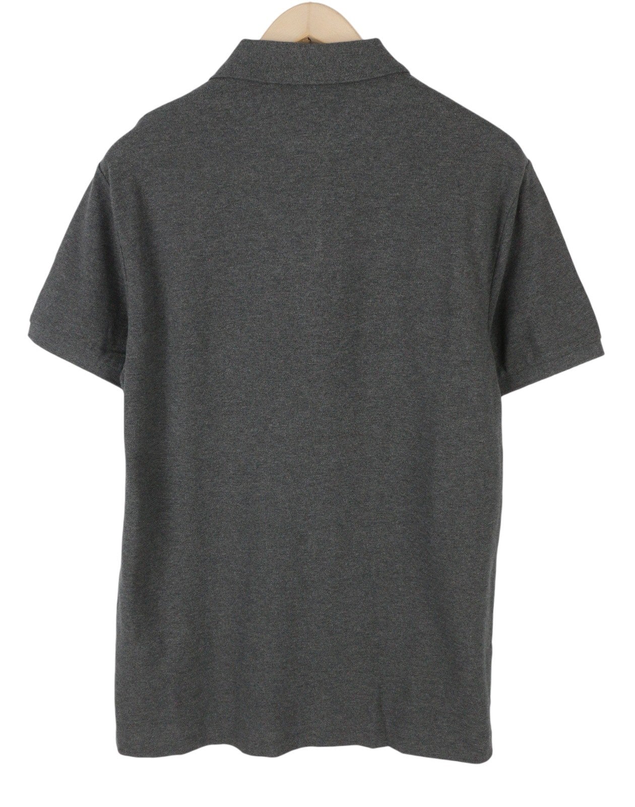 RALPH LAUREN Slim Fit Men Polos M Dark Grey Melange Cotton Logo Short Sleeve