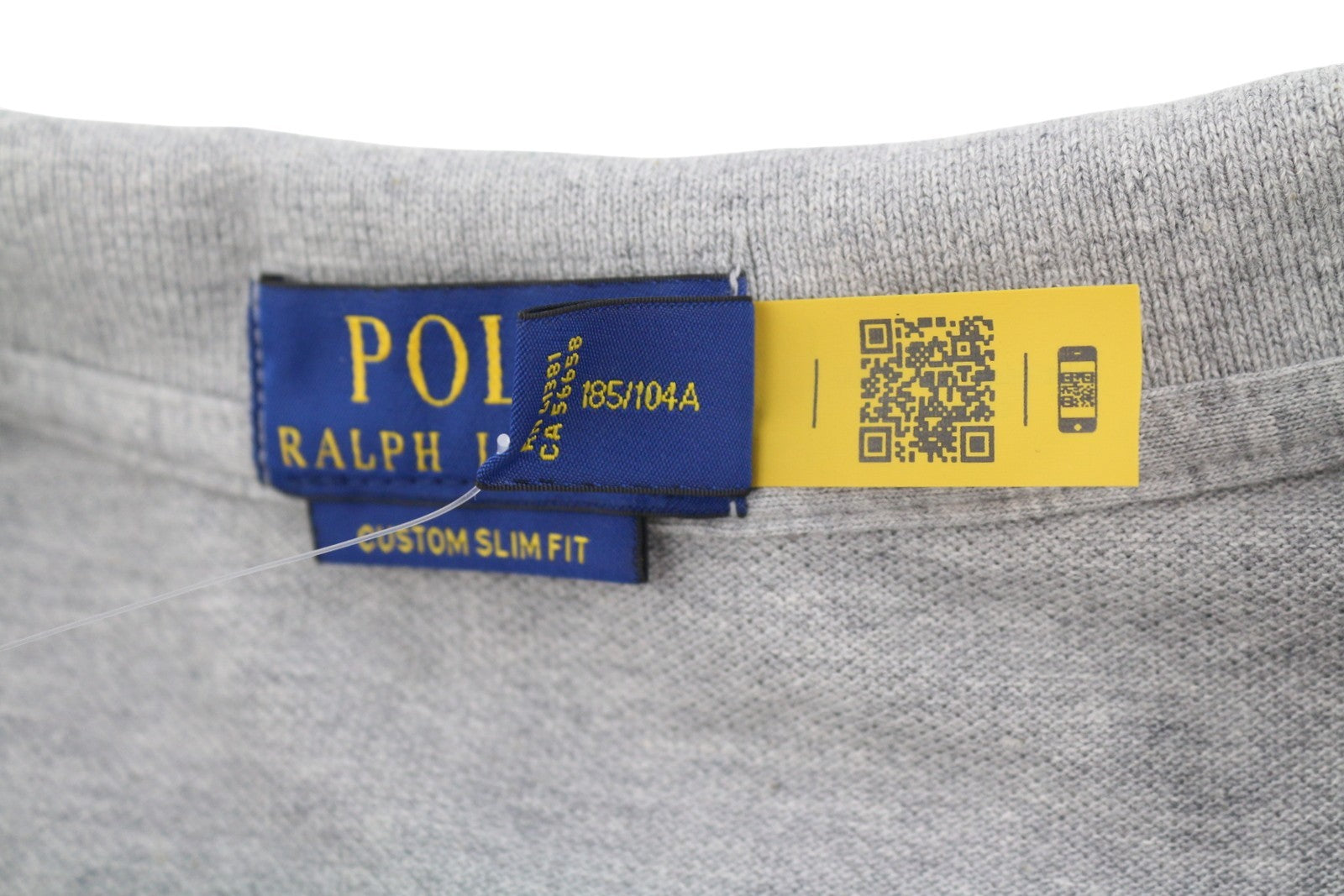 RALPH LAUREN Custom Slim Fit Men Polos XL Grey Melange Cotton Logo Short Sleeve