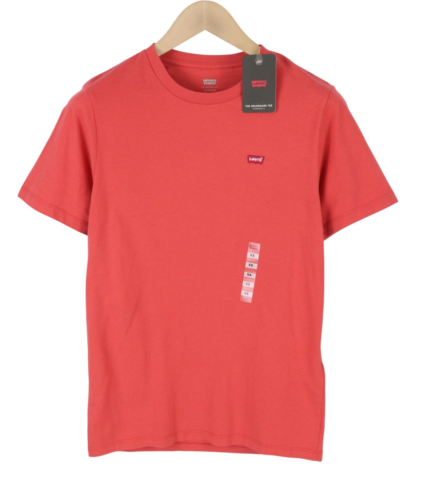 LEVI'S Standard Men T-Shirt XS Red Tricot Cotton Crew Neck Short Sleeve Casual