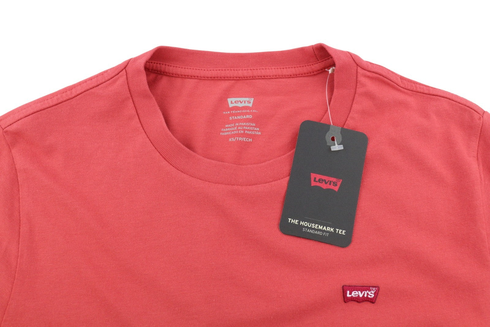 LEVI'S Standard Men T-Shirt XS Red Tricot Cotton Crew Neck Short Sleeve Casual