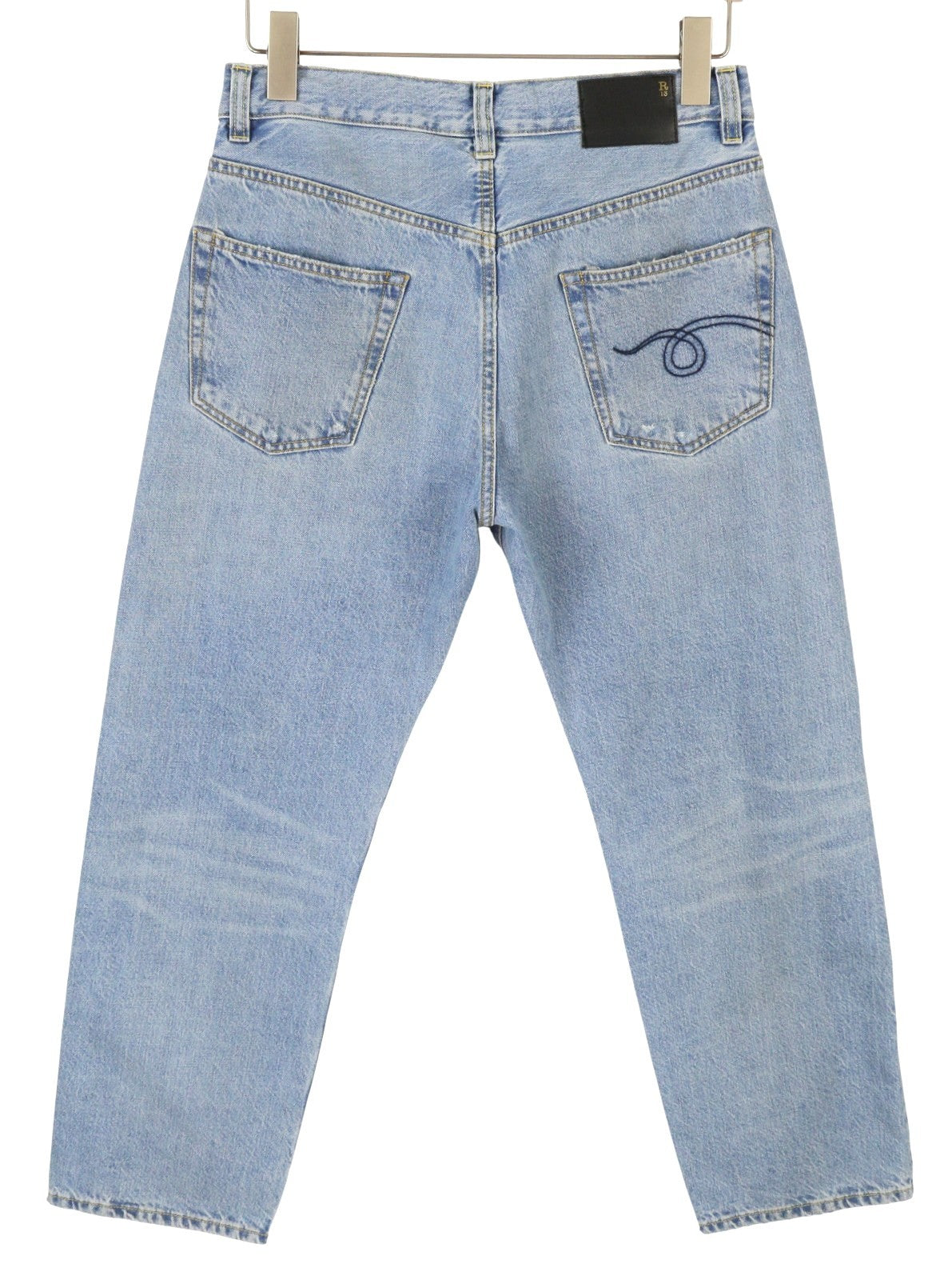 R13 Hayden Relaxed Women Jeans 30 Easton Blue W/Rips Distress Faded Cropped