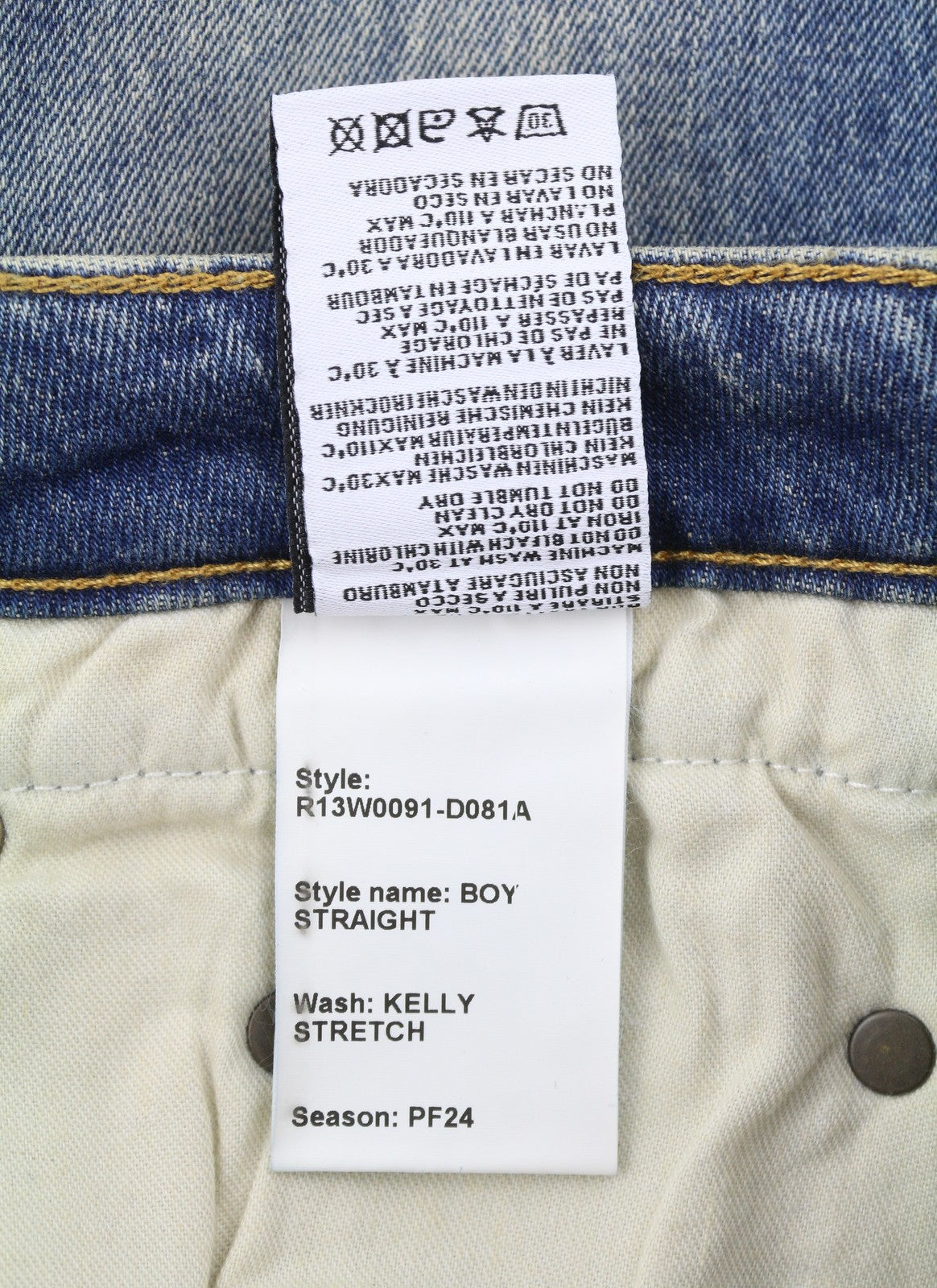 R13 Boy Straight Women Jeans 24 Kelly Stretch Whiskers Faded Cropped RRP699