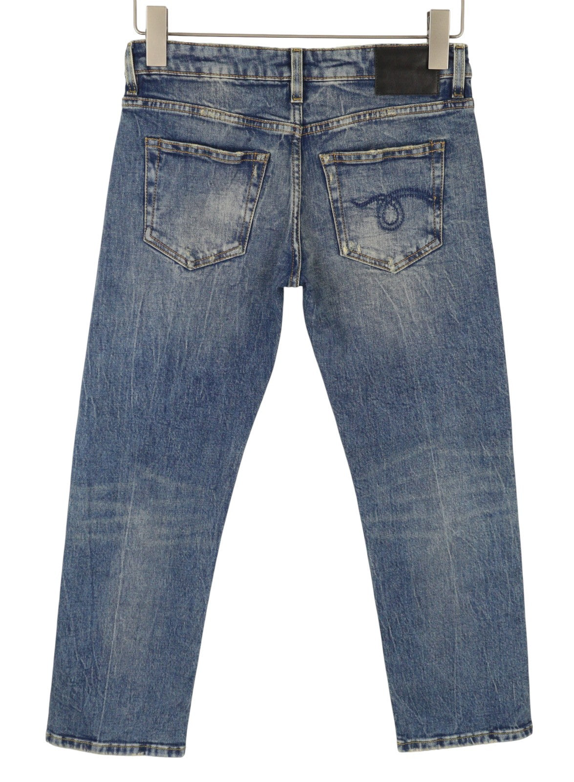 R13 Boy Straight Women Jeans 24 Kelly Stretch Whiskers Faded Cropped RRP699