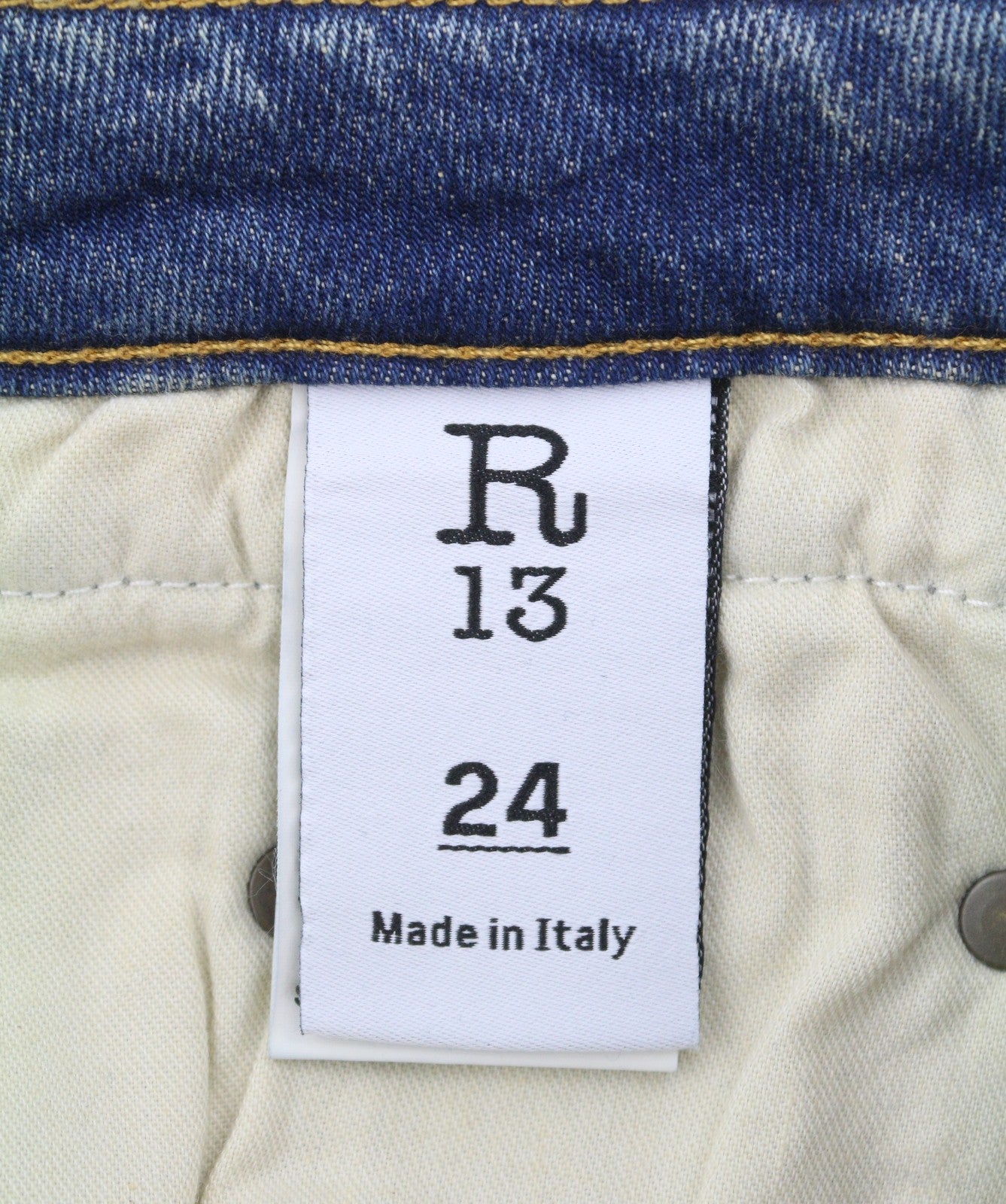 R13 Boy Straight Women Jeans 24 Kelly Stretch Whiskers Faded Cropped RRP699