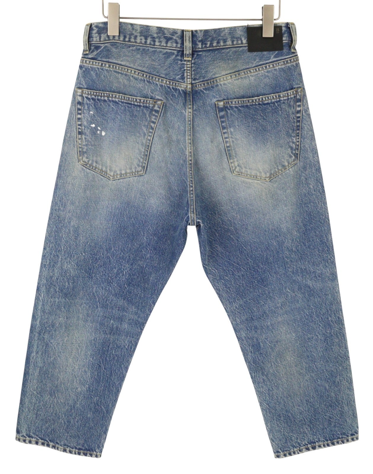 R13 Weller Drop Men Jeans W32 Jasper Blue Whiskers Faded Cropped Ankle Denim
