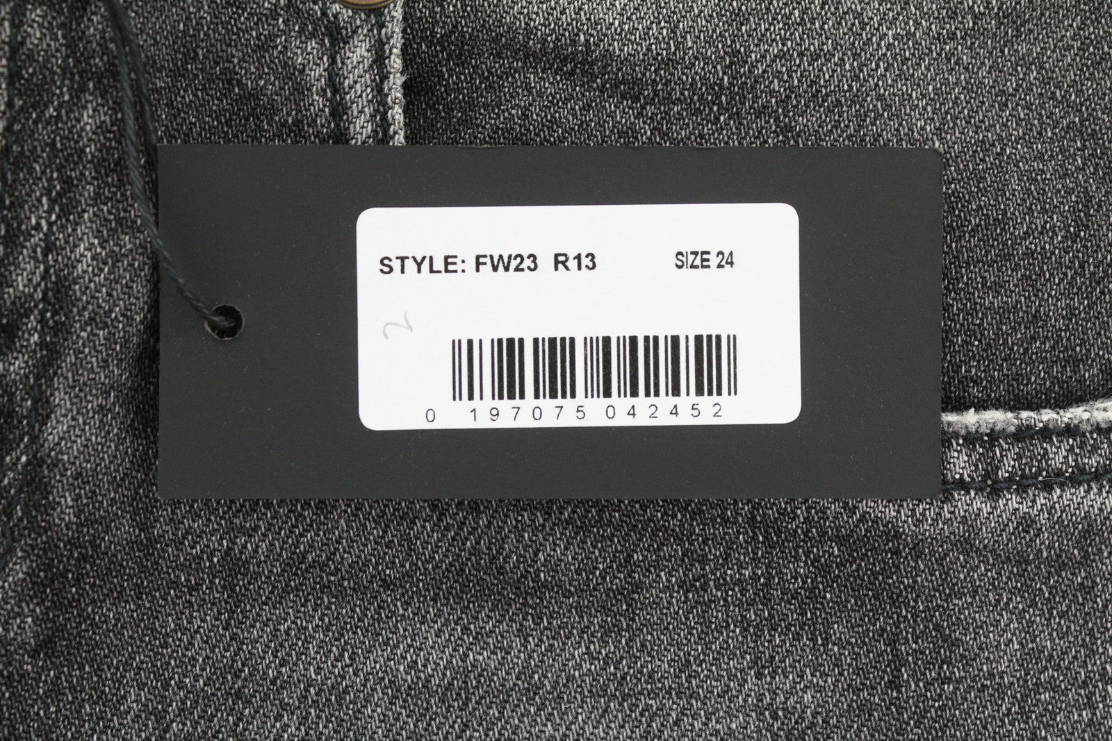 R13 Boy Straight Women Jeans 24 Vintage Grey Faded Whiskers Cropped Ankle Zip