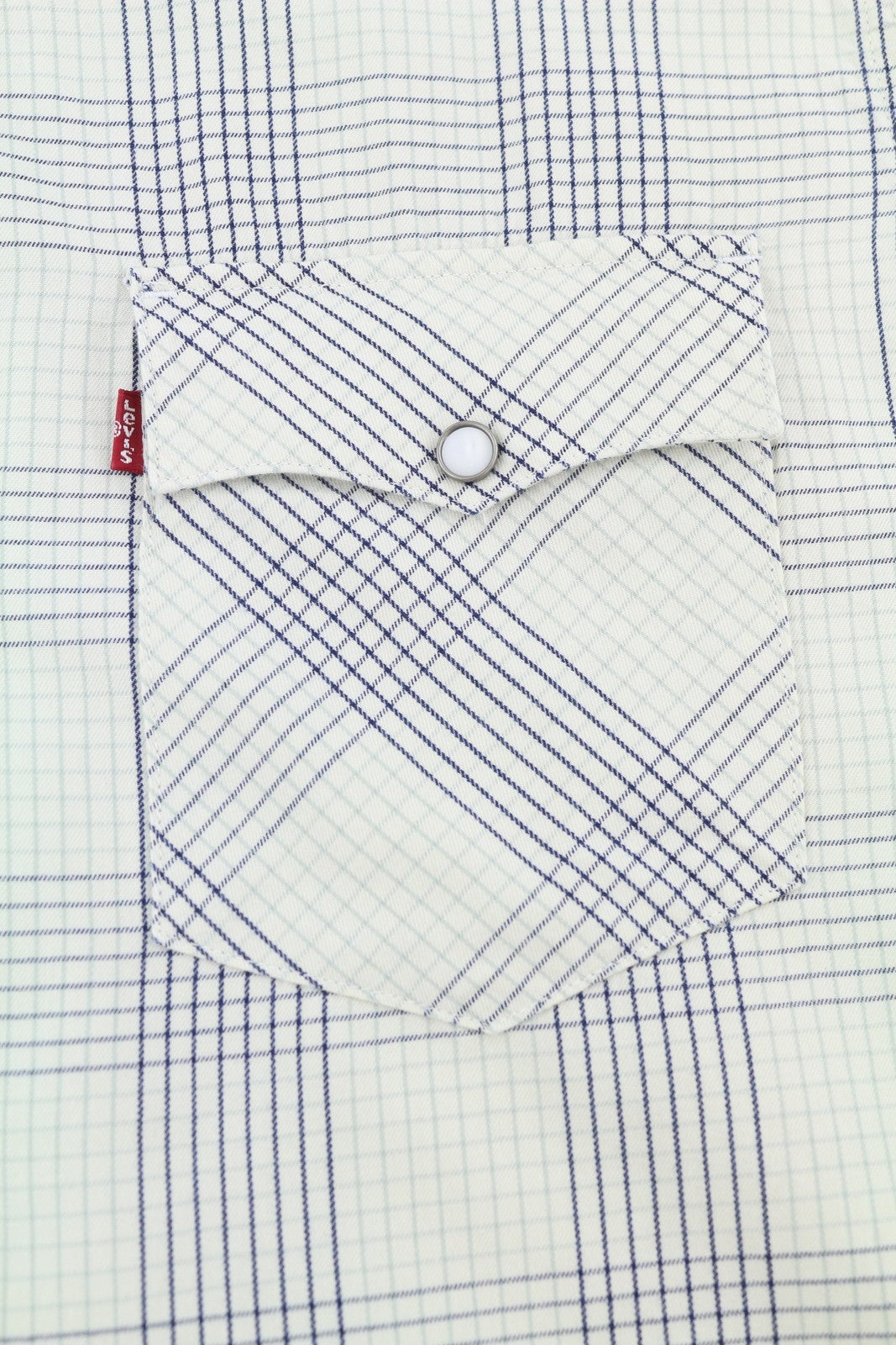 LEVI'S Relaxed Men Shirt L Grey Plaid Snap Buttons Spread Short Sleeve