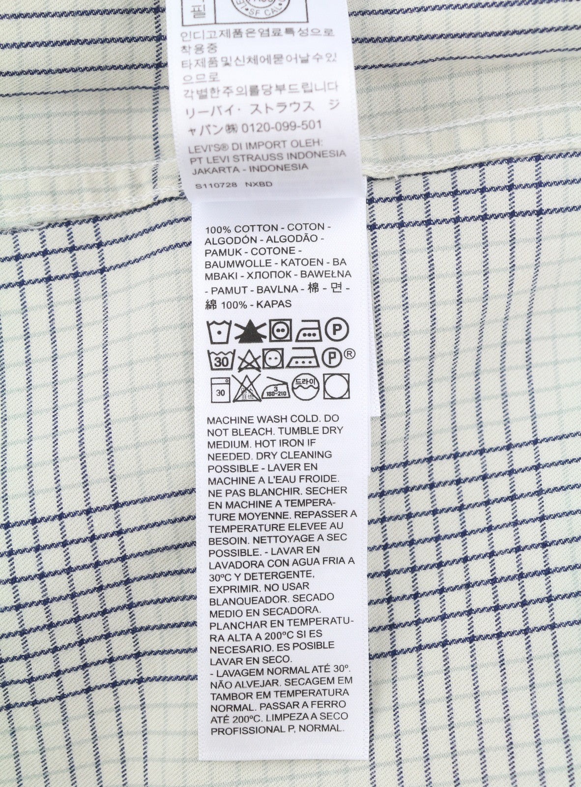 LEVI'S Relaxed Men Shirt L Grey Plaid Snap Buttons Spread Short Sleeve