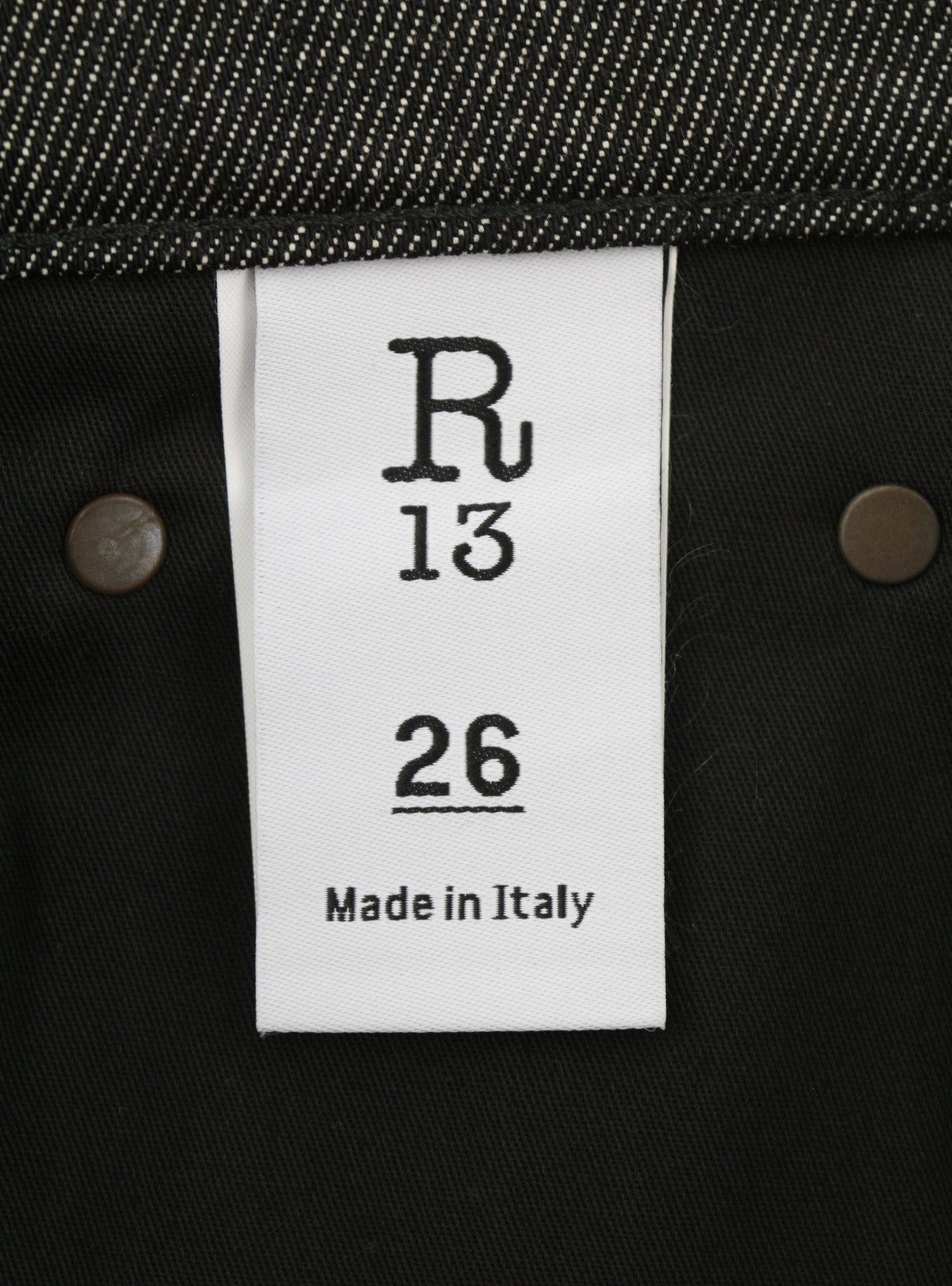 R13 Boyfriend Women Jeans 26 Vintage Grey Cropped Dark Denim Zip Fly