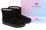 CHIARA FERRAGNI Ankle Eyelike Black Suede Women Boots EU37 Fleece Inside RRP275