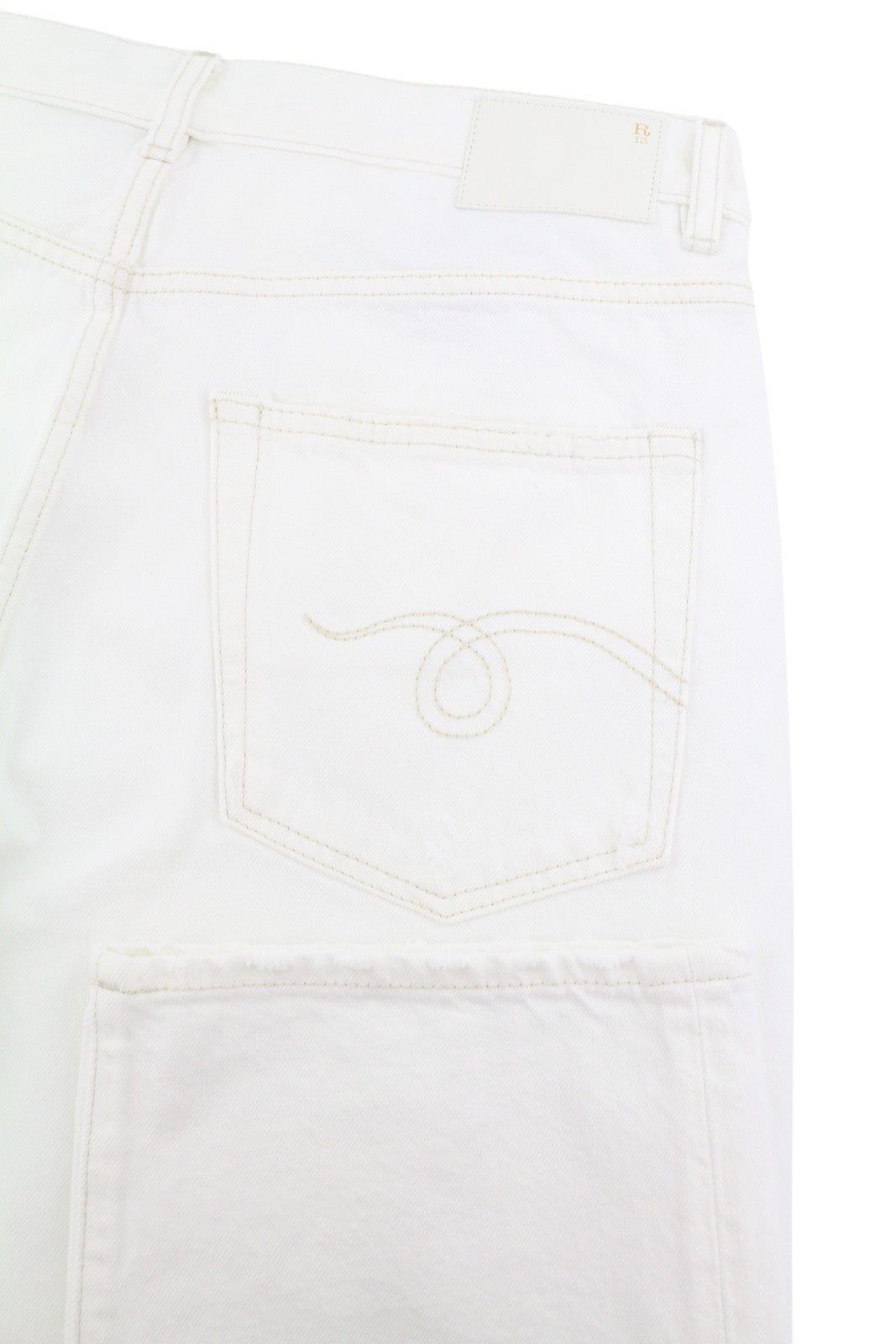 R13 Boyfriend Women Jeans 27 Aerin White Straight Fit Zip Denim SS25 RRP699